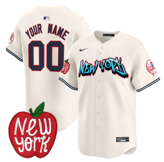 Custom New York Yankees Jersey Apple Patch Vapor Premier Limited All Stitched Cream by My Store