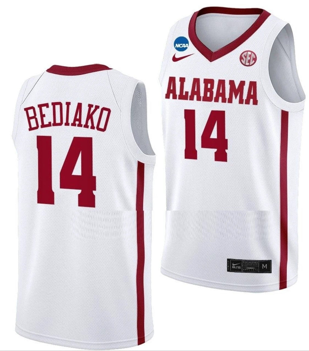 Charles Bediako Jersey Alabama Crimson Tide College Basketball 2023 NCAA March Madness White #14 by My store basketball