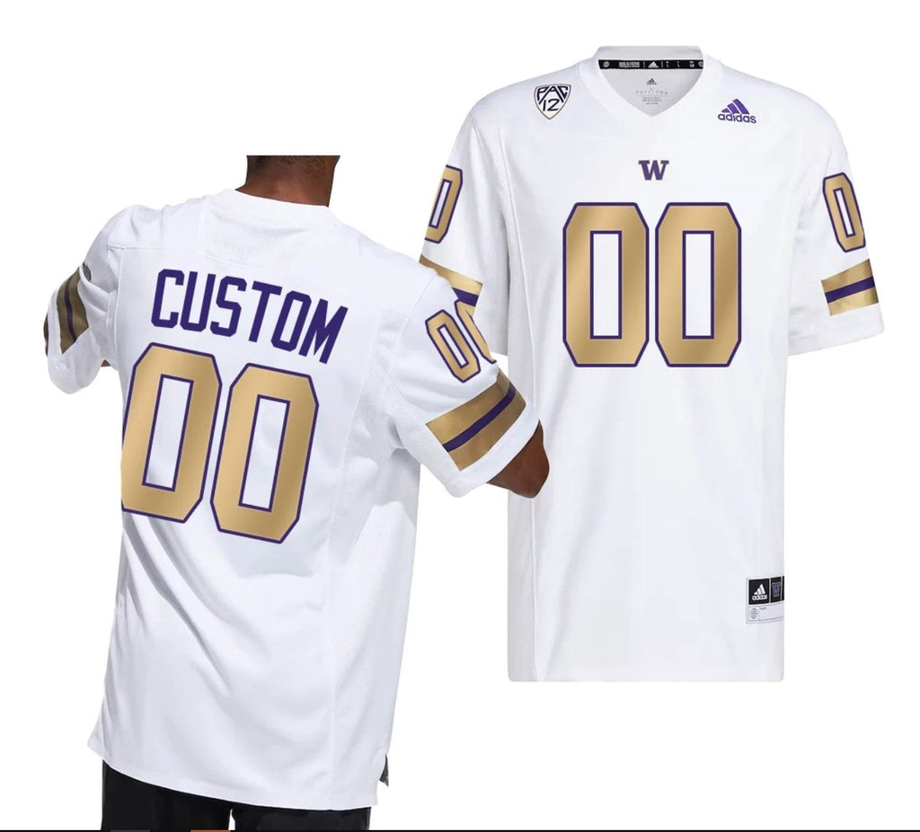 Custom Washington Huskies Jersey Name and Number NCAA College Football Royalty White by My Store