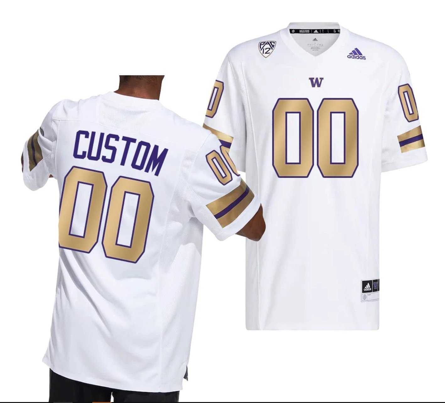Custom Washington Huskies Jersey Name and Number NCAA College Football Royalty White by My Store