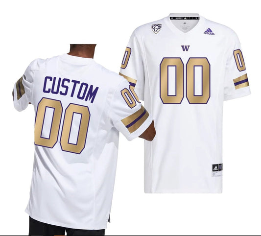 Custom Washington Huskies Jersey Name and Number NCAA College Football Royalty White by My Store