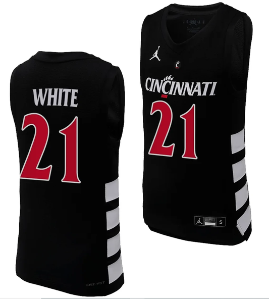 Cincinnati Bearcats James White Jersey #21 Black Basketball Unisex Replica by My store basketball