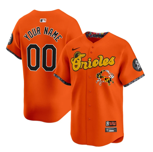 Custom Baltimore Orioles Jersey Maryland Blue Crab Vapor Premier Limited Stitched Orange by My Store