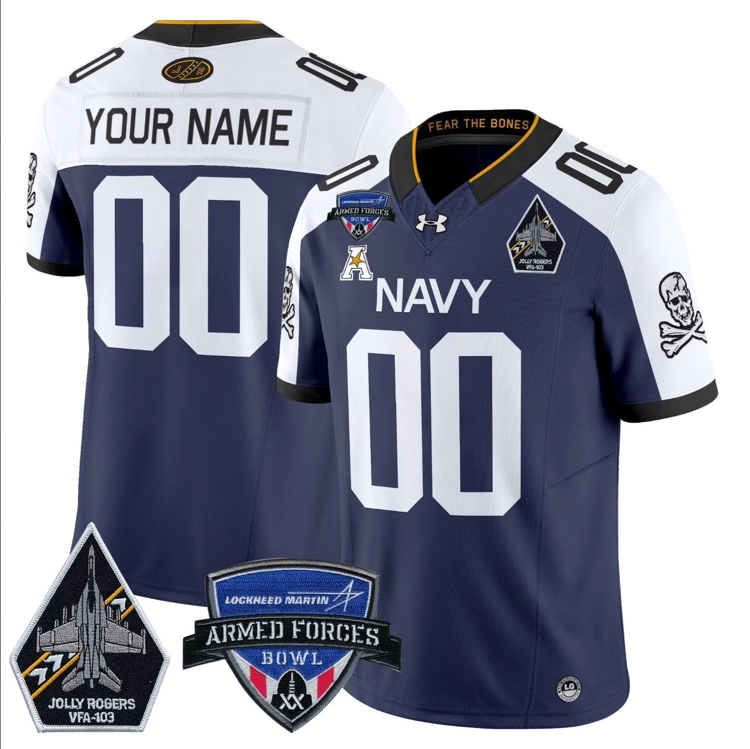 Custom Navy Midshipmen Jersey 2025 Armed Forces Bowl Patch Navy Alternate by My Store