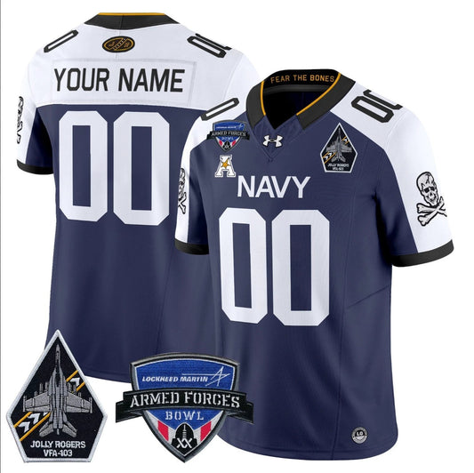 Custom Navy Midshipmen Jersey 2025 Armed Forces Bowl Patch Navy Alternate by My Store