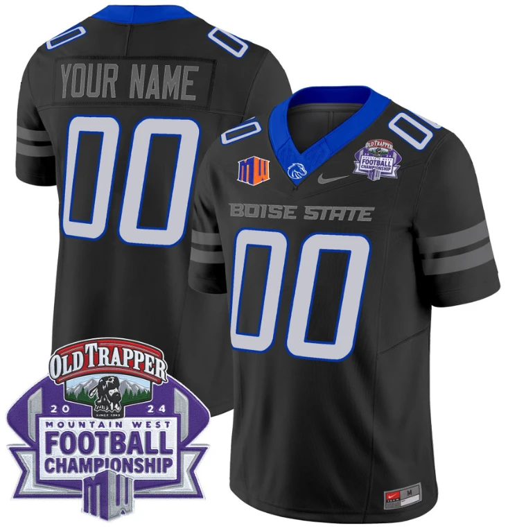 Custom Boise State Broncos Jersey 2024 Championship Patch Black by My Store