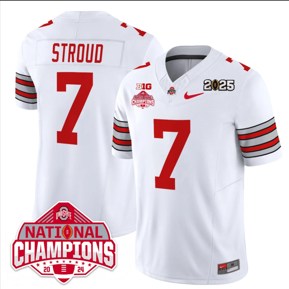 C J Stroud Jersey #7 Ohio State 2025 CFP Patch National Champions by My Store NCAA Football Jerseys
