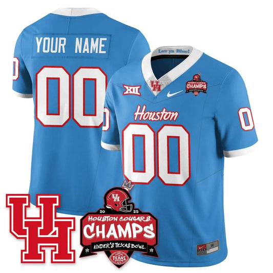 Custom Houston Cougar Jersey 2025 Kinder's Texas Bowl Champions Stitched Blue by NCAA Football Jersey