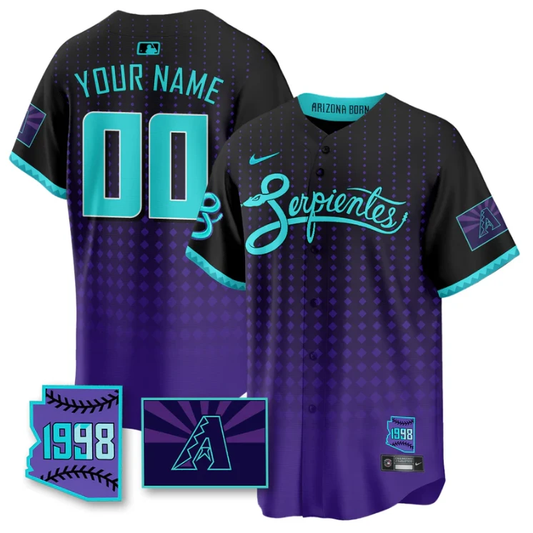 Custom Arizona Diamondbacks Jersey Purple for Second “Serpientes” City Connect Stitched Black Purple by My Store