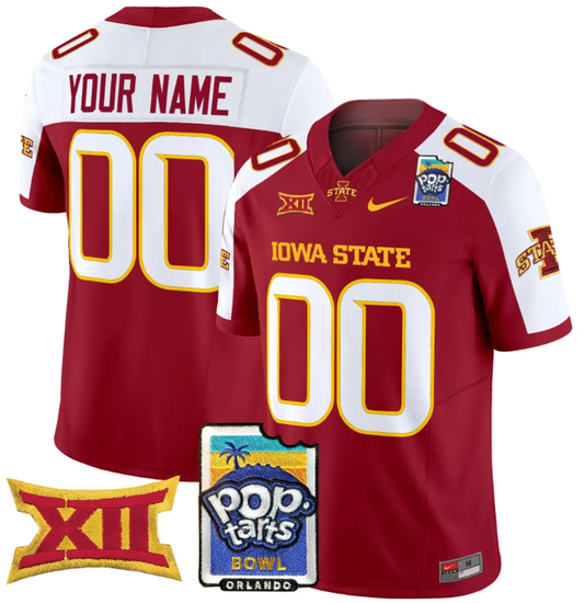 Custom Iowa State Cyclones Jersey 2025 PopTarts Bowl Patch Cardinal Alternate by My Store