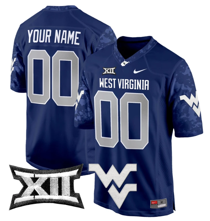 Custom West Virginia Mountaineers Jersey Name, Number Game Football Navy by My Store