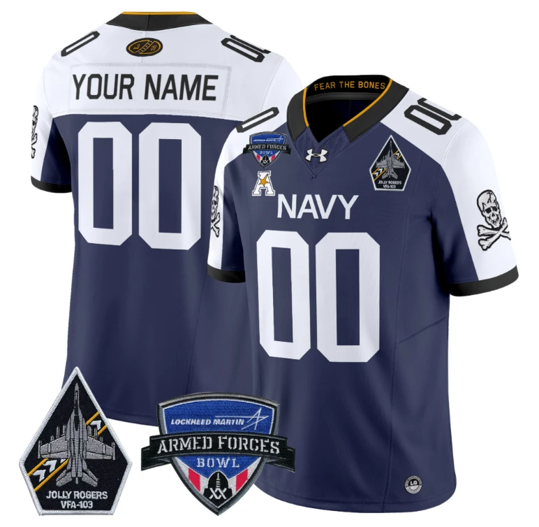 Custom Navy Midshipmen Jersey 2025 Armed Forces Bowl Football Navy Alternate by My Store