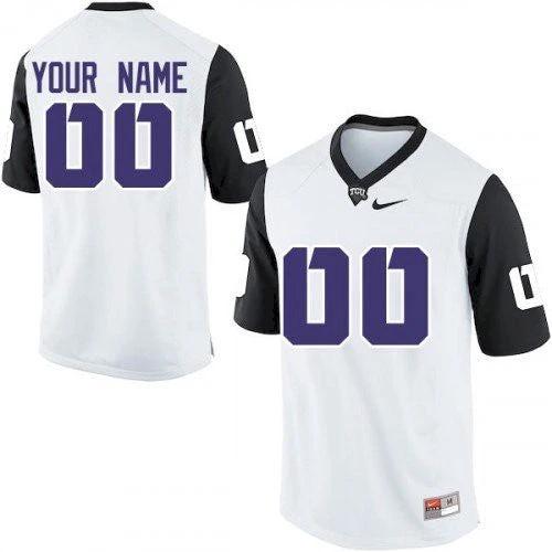 Custom TCU Horned Frogs Jersey Name and Number NCAA College Football White by My Store