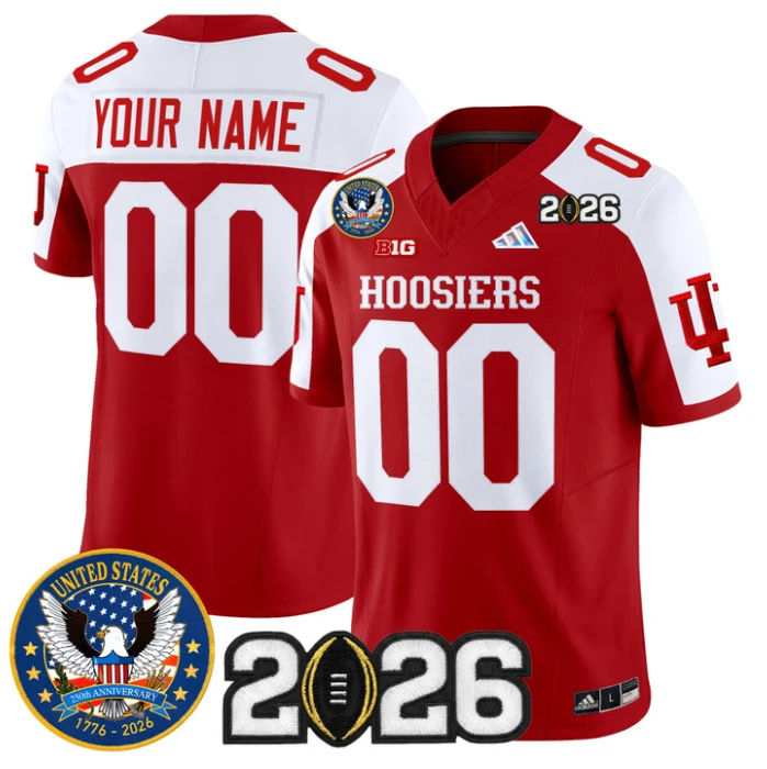 Custom Indiana Hoosiers Jersey United States 250th Patch 2026 Stitched by My Store NCAA Football Jerseys