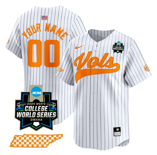 Custom Tennessee Volunteers Jersey 2024 College World Series Vapor Premier Limited V2 NCAA Baseball Stitched Pinstripe by My Store