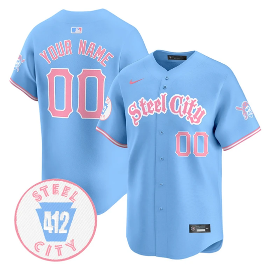 Custom Pittsburgh Pirates Jersey Bubblegum Pink Vapor Premier Limited Stitched Light Blue by My Store