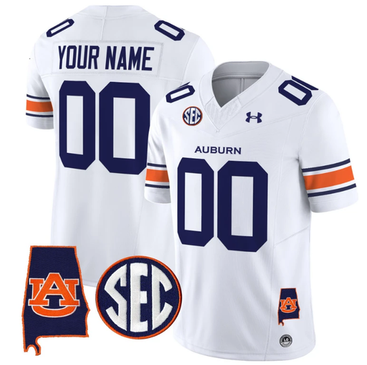 Custom Auburn Tigers Jersey Name and Number SEC Patch Vapor Limited College Football Stitched White by My Store