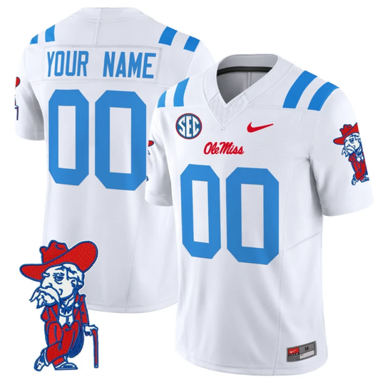 Custom Ole Miss Rebels Jersey Name and Number Vapor Limited College Football Stitched 2024 White by My Store