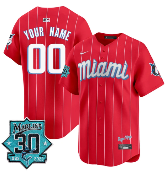 Custom Miami Marlins Jersey 30 Seasons Anniversary Patch Vapor Premier Limited Stitched City Connect by My Store