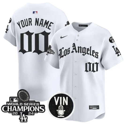 Custom Dodgers Jersey Name, Number 2025 LA Gothic Style Vapor Premier Limited Stitched White by My Store