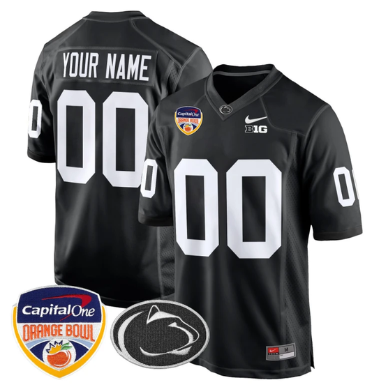 Custom Penn State Jersey Name, Number Orange Bowl Patch Football Black by My Store