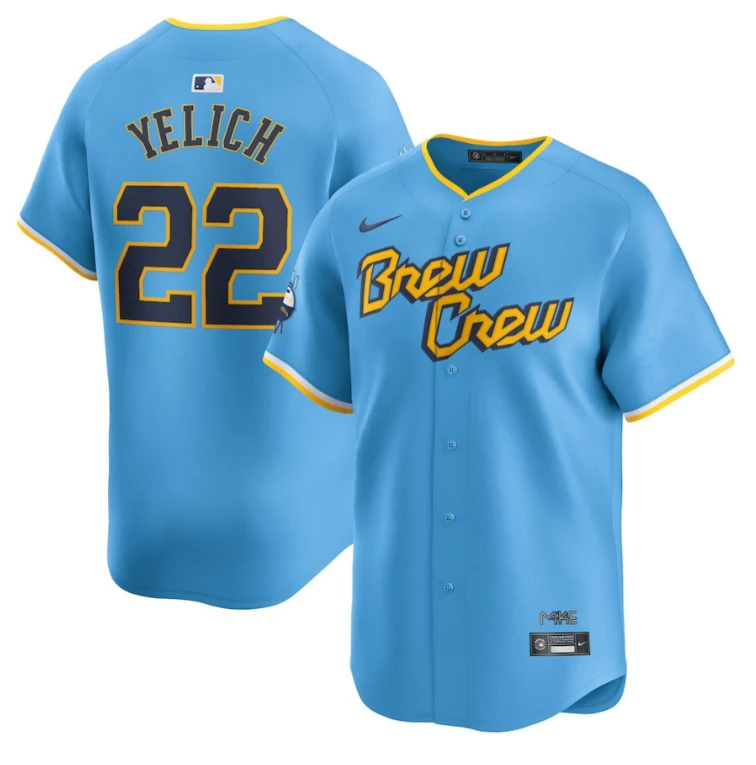 Christian Yelich 22 Milwaukee Brewers City Connect Limited Jersey - Powder Blue by My Store