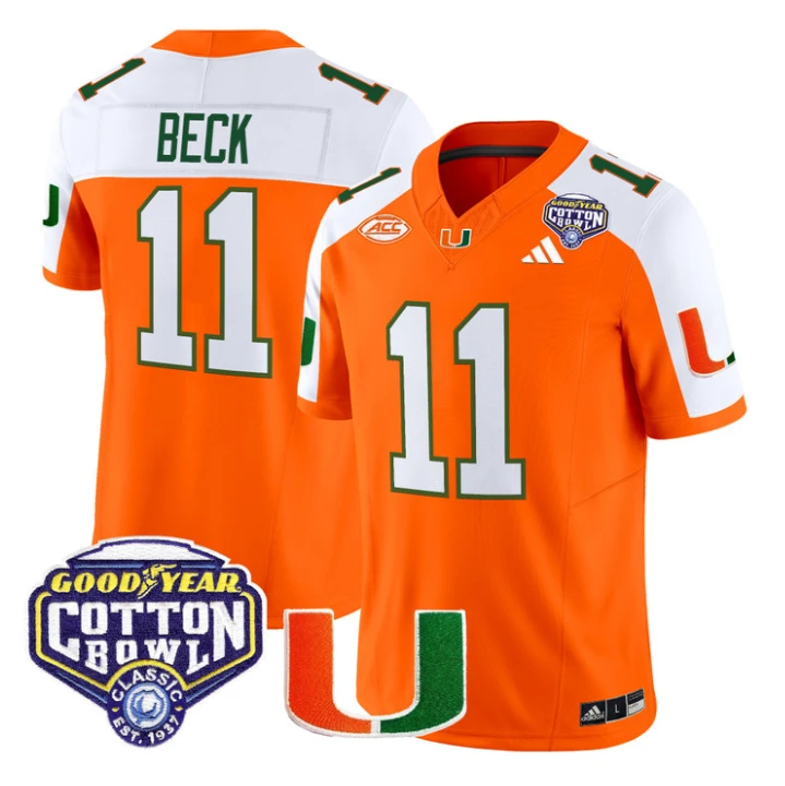 Carson Beck Jersey #11 Miami Hurricanes 2025 Cotton Bowl Patch Stitched by My Store NCAA Football Jerseys