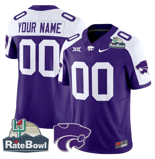 Custom Kansas State Wildcats Jersey 2025 Rate Bowl Patch Purple Alternate by My Store
