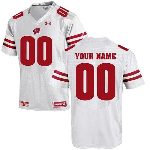 Custom Wisconsin Badgers Jersey Name and Number NCAA College Football White by My Store