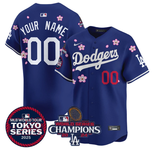 Custom Dodgers Jersey Tokyo Series 2025 World Series Champions Patch Vapor Stitched Royal by My Store