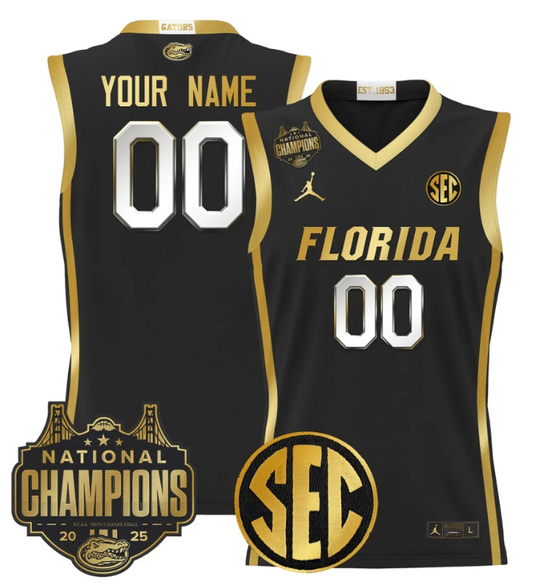 Custom Florida Gators Jersey 2025 National Champions Patch Stitched Black Gold by My store basketball