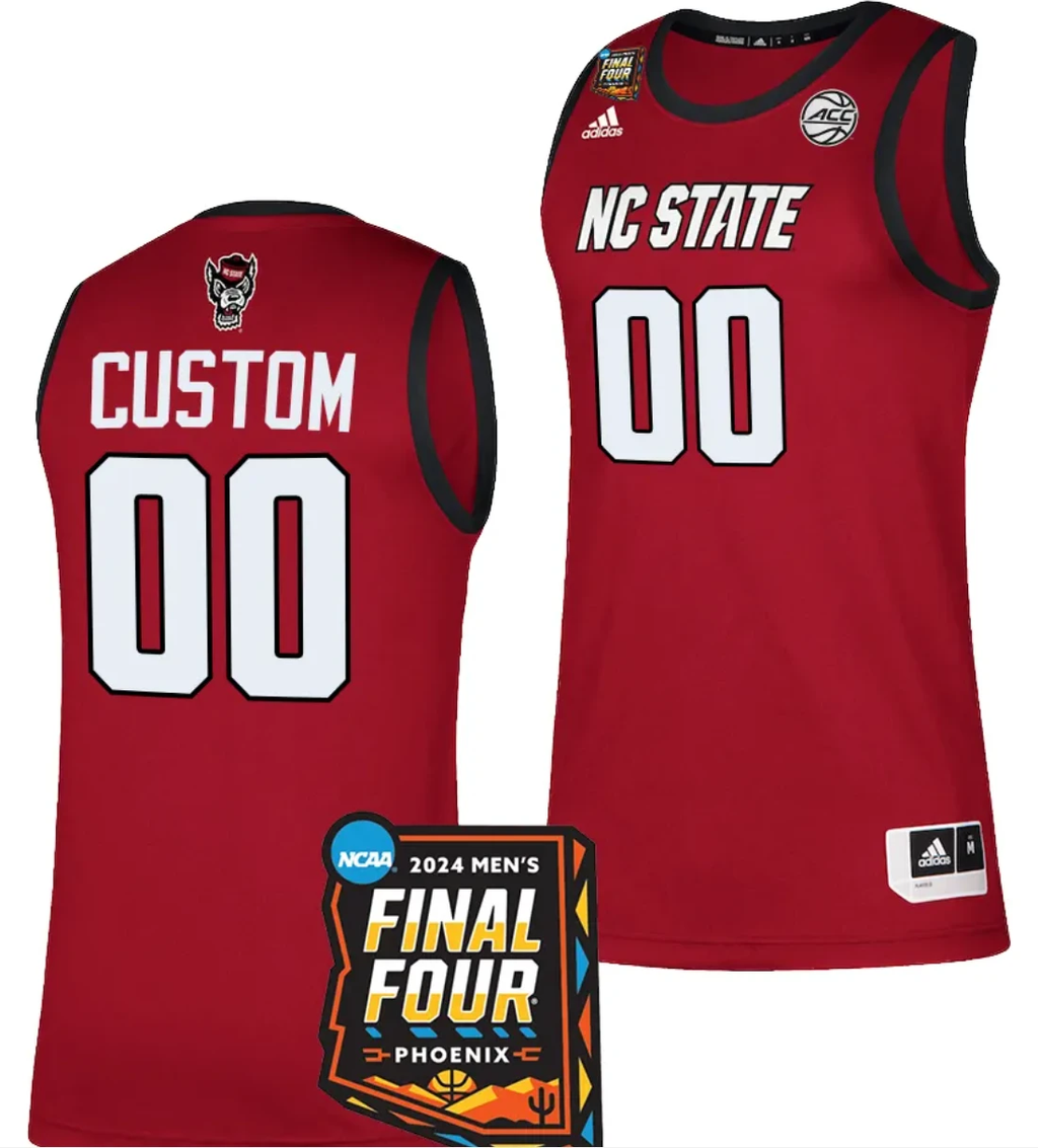 Custom NC State Wolfpack Jersey Name and Number 2024 NCAA March Madness Final Four Basketball Red by My store basketball