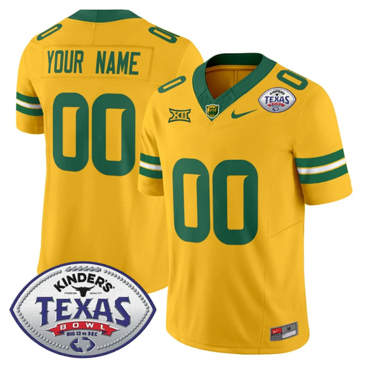 Custom Baylor Bears Jersey 2024 Texas Bowl Patch Football Stitched Gold by NCAA Football Jersey