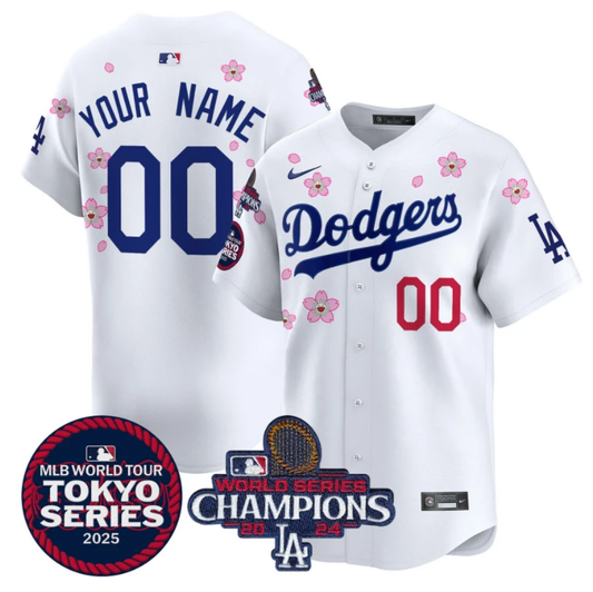 Custom Dodgers Jersey Tokyo Series 2025 World Series Champions Patch Vapor Stitched White by My Store