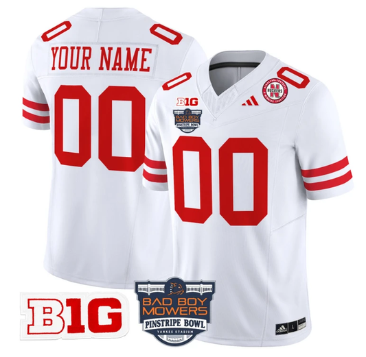 Custom Nebraska Cornhuskers Jersey 2025 Pinstripe Bowl Patch Football White by My Store