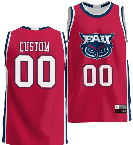 Custom FAU Owls Jersey Name and Number NIL Basketball Lightweight Red by My store basketball