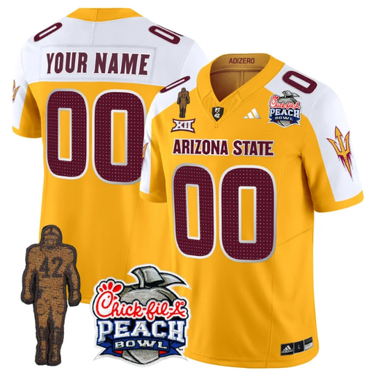 Custom Sun Devils Pat Tillman Jersey Arizona State Peach Bowl V2 Gold Alternate by My Store