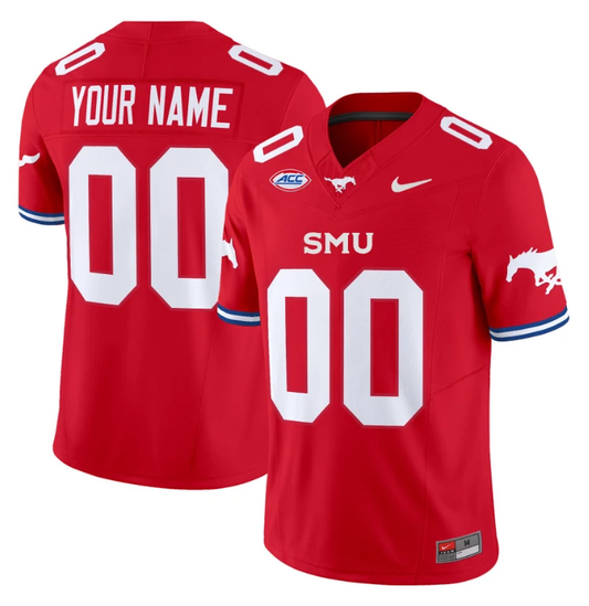 Custom SMU Mustangs Icy Jersey Name and Number College Football Vapor Limited Red by My Store