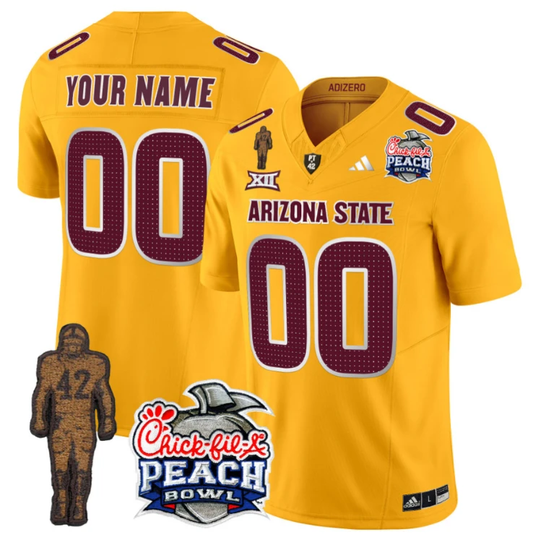 Custom Sun Devils Pat Tillman Jersey Arizona State Peach Bowl V2 Gold by My Store