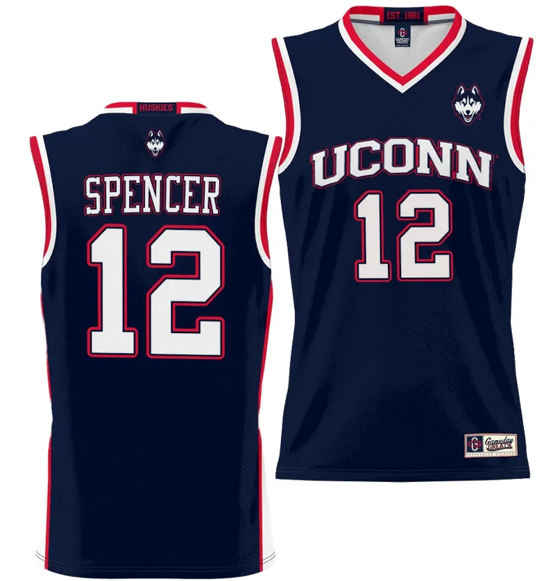 Cam Spencer Jersey #12 UConn Huskies NIL College Basketball Lightweight Navy by My store basketball