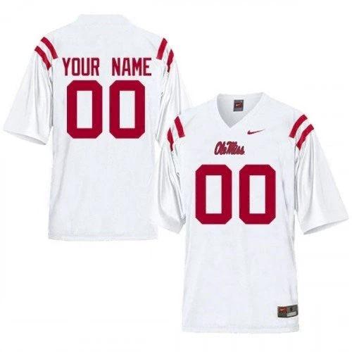 Custom Ole Miss Rebels Jersey Name and Number College NCAA Football White by My Store