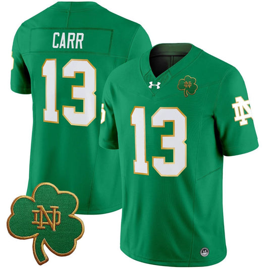 CJ Carr Jersey #13 Notre Dame 2025 Vapor Limited V3 Stitched Green by My Store NCAA Football Jerseys