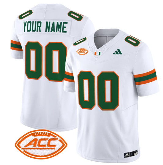 Custom Miami Hurricanes Jersey Name and Number Vapor Football Stitched White by My Store