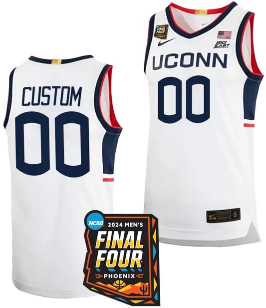 Custom UConn Huskies Jersey Name and Number 2024 NCAA March Madness Final Four Basketball White by My store basketball