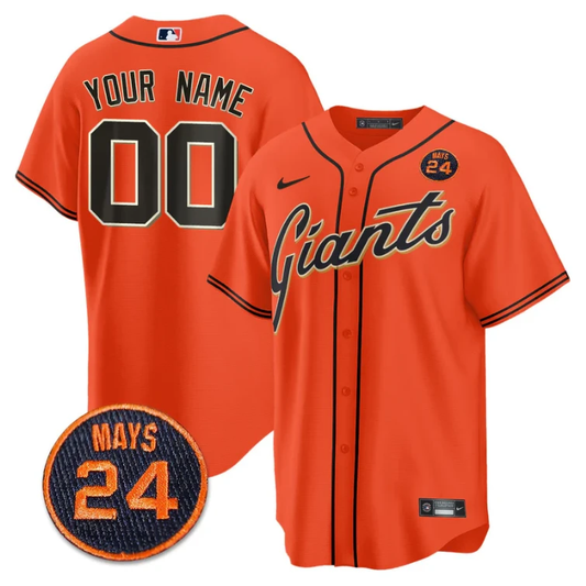 Custom San Francisco Giants Jersey #24 Willie Mays Patch 2024 Vapor Premier Limited Orange by My Store