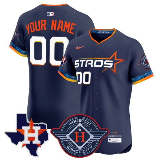 Custom Houston Astros Jersey 2025 City Connect Texas Patch Vapor Premier Elite Stitched Navy by My Store
