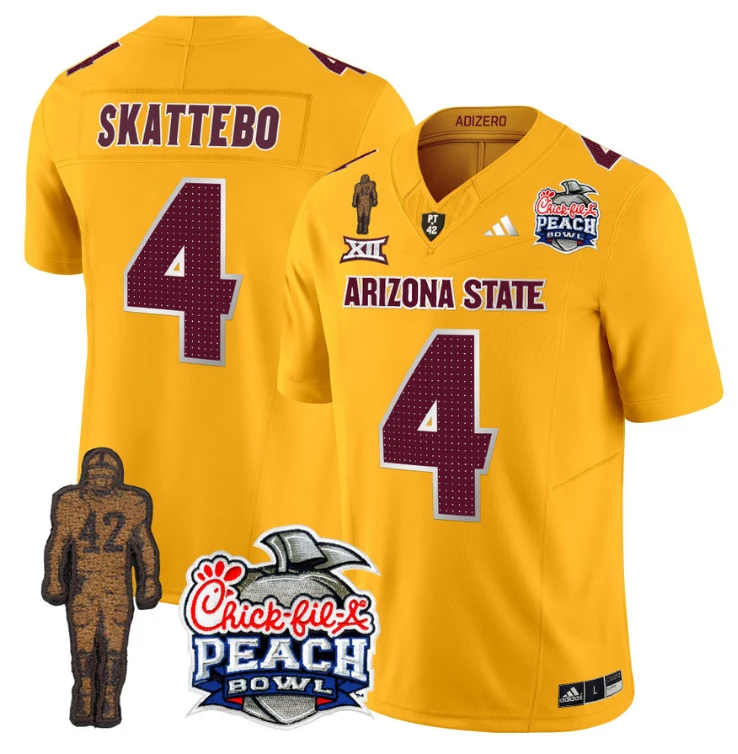 Cam Skattebo Jersey #4 Arizona State Peach Bowl Patch Football V2 Gold by My Store