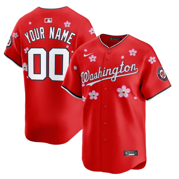 Custom Washington Nationals Jersey Name, Number Cherry Blossom Vapor Premier Limited Stitched Red by My Store