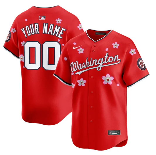 Custom Washington Nationals Jersey Name, Number Cherry Blossom Vapor Premier Limited Stitched Red by My Store