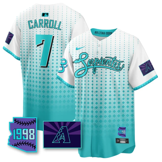 Corbin Carroll Jersey #7 Arizona Diamondbacks Serpientes City Connect Stitched White by My Store